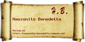 Haszonits Benedetta névjegykártya